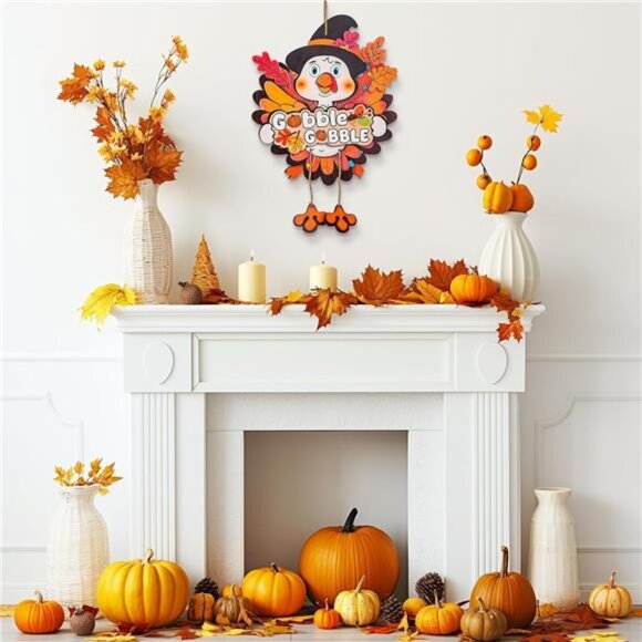 Thanksgiving Decorations Turkey for Door: 17inch Large Fall Wall Decor Gobble - Picture 4 of 8